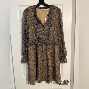 NWT & other stories Brown and Tan ruffle-detailed dress